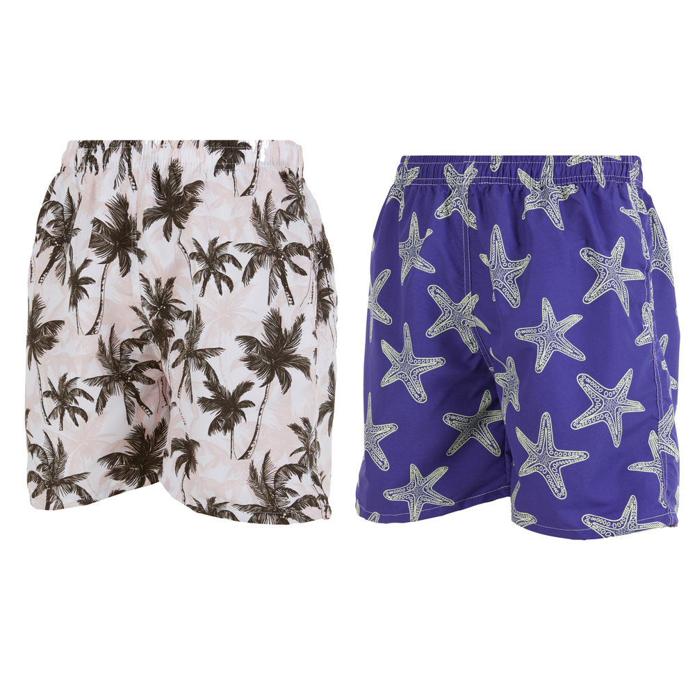 iBerryNY Mens Swimming Shorts, Cargo Pockets Swim Trunks w/ Lining, 2-Pack